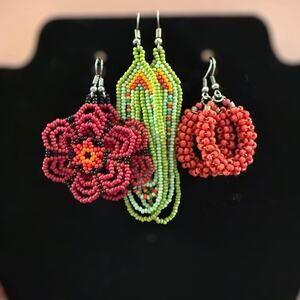 Bundle: 3 pairs of Handmade Beaded Earrings